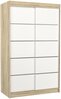 Riidekapp Adrk Furniture Benisso 120, liugustega, 120 x 58 x 200 cm, valge/sonoma tamm