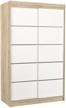 Riidekapp Adrk Furniture Benisso 120, liugustega, 120 x 58 x 200 cm, valge/sonoma tamm