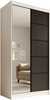 Riidekapp Adrk Furniture Laurencja 100, 100 x 58 x 200 cm, peegliga, must/valge