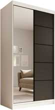 Riidekapp Adrk Furniture Laurencja 100, 100 x 58 x 200 cm, peegliga, must/valge