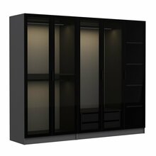 Riidekapp Kalune Design Kale 6652, 52 x 225 x 190 cm, antratsiit/must
