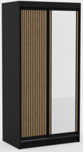 Riidekapp Adrk Furniture Delia 100, 100 x 60 x 205 cm, must/pruun, peegliga
