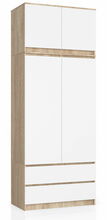 Riidekapp Akord Furniture Factory S90, 90 x 51 x 234 cm, tamm/valge