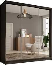 Riidekapp Adrk Furniture Tola, liugustega, 200 x 61 x 215 cm, must/pruun