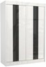 Riidekapp Adrk Furniture Karen, liugustega, 61 x 150 x 215 cm, valge/must