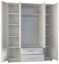 Riidekapp Topeshop Romana 160 BIEL, 160 x 52 x 205 cm, valge