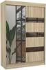 Riidekapp Adrk Furniture Toura 150, 150 x 61 x 215 cm, sonoma tamme/šokolaadi, peegliga