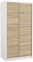 Riidekapp Adrk Furniture Riva 100, liugustega, 100 x 58 x 200 cm, valge/pruun