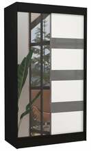 Riidekapp Adrk Furniture Toura 120, 61 x 120 x 215 cm, must/hall, peegliga