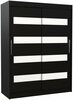 Riidekapp Adrk Furniture Martinez Karen, liugustega, 150 x 58 x 200 cm, must/valge
