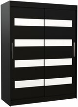 Riidekapp Adrk Furniture Martinez Karen, liugustega, 150 x 58 x 200 cm, must/valge