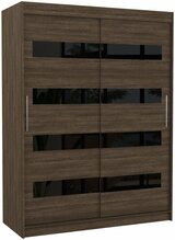 Riidekapp Adrk Furniture Martinez Karen, liugustega, 58 x 150 x 200 cm, tumepruun/must