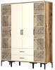 Riidekapp Kalune Design Kumsal PTP, 47.5 x 160 x 201.4 cm, kreemjas/pähkel
