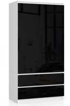 Riidekapp Akord Furniture Factory S90, 50.4 x 90.4 x 180 cm, valge/must läikiv