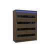 Riidekapp Adrk Furniture Martinez 150, liugustega, LED valgustusega, 58 x 150 x 200 cm, pruun/must