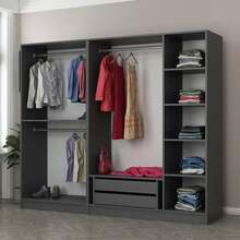 Riidekapp Kalune Design Kale 5 Bolme 2 Cekmece, 225 x 52 x 190 cm, antratsiit