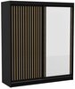 Riidekapp Adrk Furniture Delia 180, 180 x 60 x 205 cm, peegliga, must