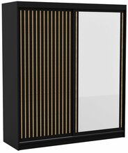 Riidekapp Adrk Furniture Delia 180, 180 x 60 x 205 cm, peegliga, must