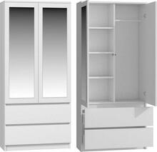 Riidekapp Top E Shop SS-90, 50 x 90 x 180 cm, valge, peegliga