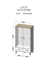 Riidekapp Cama Meble Lotta 2D2D, 55 cm, valge/tamme värvi