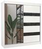 Riidekapp Adrk Furniture Toura 200, 61 x 200 x 215 cm, valge/must, peegliga