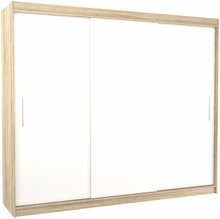 Riidekapp Adrk Furniture Antos 250, liugustega, 58 x 250 x 215 cm, valge/sonoma tamm