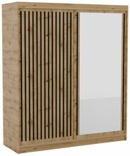 Riidekapp Adrk Furniture Delia 180, 180 x 60 x 205 cm, peegliga, pruun/must
