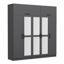 Riidekapp Kalune Design Kale 5185, 52 x 225 x 235 cm, peegliga, antratsiit