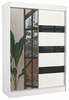 Riidekapp Adrk Furniture Toura 150, 61 x 150 x 215 cm, peegliga, valge/must