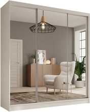 Riidekapp Adrk Furniture Tola, liugustega, 200 x 61 x 215 cm, valge/pruun