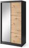 Riidekapp Eltap Esville II, 120 x 220 x 60 cm, tamm/must, peegliga