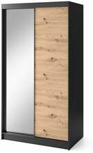 Riidekapp Eltap Esville II, 120 x 220 x 60 cm, tamm/must, peegliga