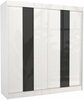 Riidekapp Adrk Furniture Karen, liugustega, 61 x 200 x 215 cm, valge/must