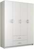 Riidekapp Top E Shop Romana 160, 160 x 52 x 205 cm, valge, 4 ust, 11 riiulit