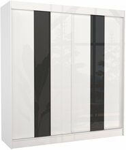 Riidekapp Adrk Furniture Karen, liugustega, 61 x 200 x 215 cm, valge/must