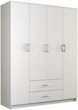Riidekapp Top E Shop Romana 160, 160 x 52 x 205 cm, valge, 4 ust, 11 riiulit