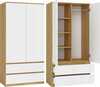 Riidekapp Topeshop Malwa SS-90, 90 x 50 x 180 cm, valge/artisan tamm