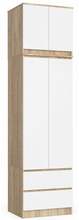 Riidekapp Akord S60, 60 x 51 x 234 cm, ülemise kapiga, tamm/valge