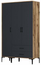 Riidekapp Kalune Design Kumsal ST, 47.5 x 120 x 201.4 cm, antratsiit/pähkel