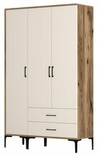 Riidekapp Kalune Design Kumsal ST, 47.5 x 120 x 201.4 cm, kreemjas/pähkel