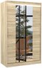 Riidekapp Adrk Furniture Santos 120, liugustega, LED valgustusega, 120 x 58 x 200 cm, beež/sonoma tamm