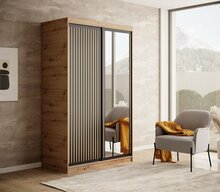 Liugustega riidekapp Adrk Furniture Delia 120, 120 x 205 x 60 cm, must/pruun