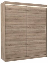 Riidekapp Adrk Furniture Lincoln 180, 58 x 180 x 215 cm, LED valgustusega, helepruun