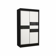 Riidekapp Adrk Furniture Batia 120, 120 x 61 x 215 cm, must/valge, liugustega