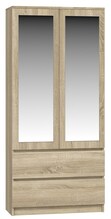 Riidekapp Top E Shop SS-90, 50 x 90 x 180 cm, tamm, peegliga