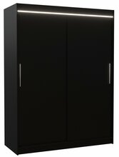 Riidekapp Adrk Furniture Denver 150, 58 x 150 x 200 cm, LED valgustusega, must
