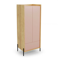 Riidekapp Halmar Mobius 2D, tamm/roosa