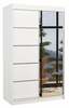 Riidekapp Adrk Furniture Nicea 120, 58 x 120 x 200 cm, peegliga, valge