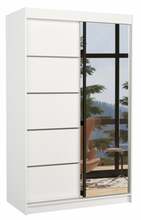Riidekapp Adrk Furniture Nicea 120, 58 x 120 x 200 cm, peegliga, valge