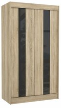 Riidekapp Adrk Furniture Karen, liugustega, 61 x 120 x 215 cm, tamm/must